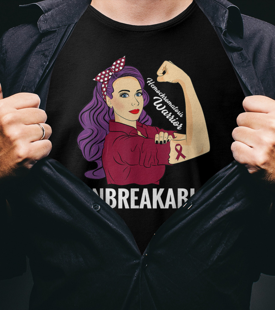 Hemochromatosis Warrior Unbreakable Awareness Rosie The Riveter T-Shirt