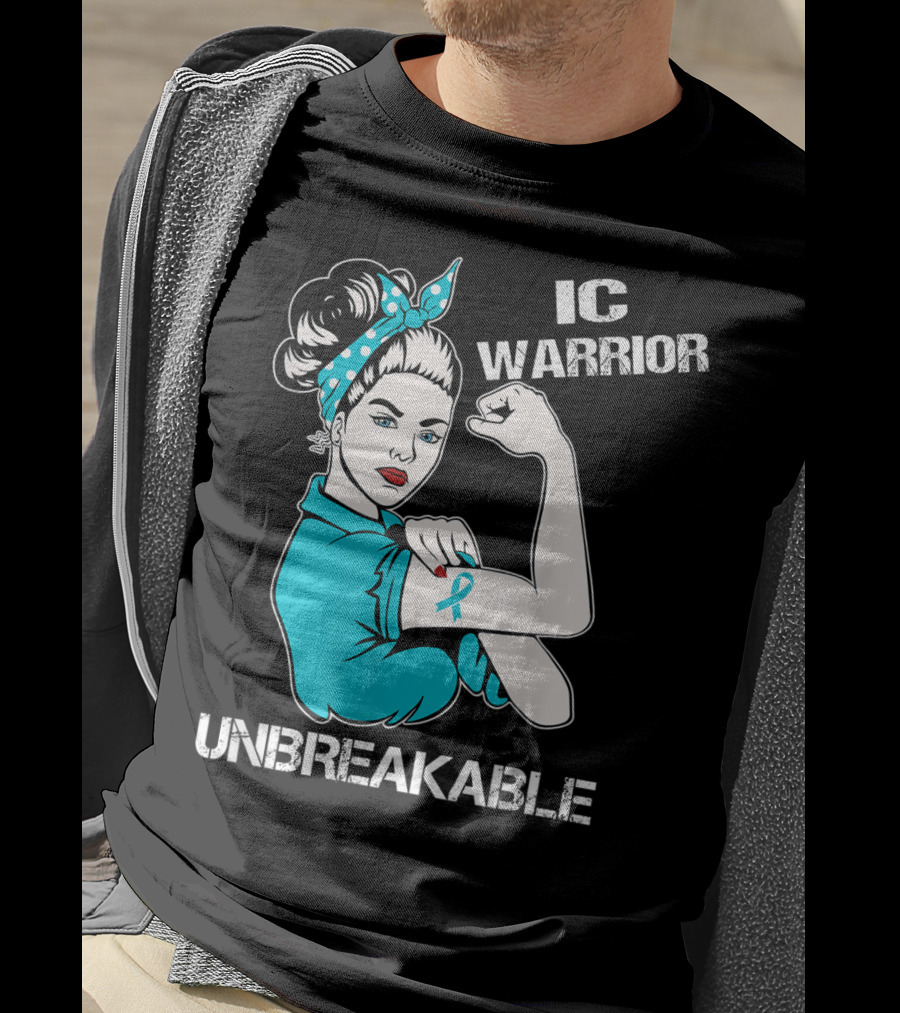 IC Warrior Unbreakable Interstitial Cystitis Awareness Rosie Riveter T-Shirt