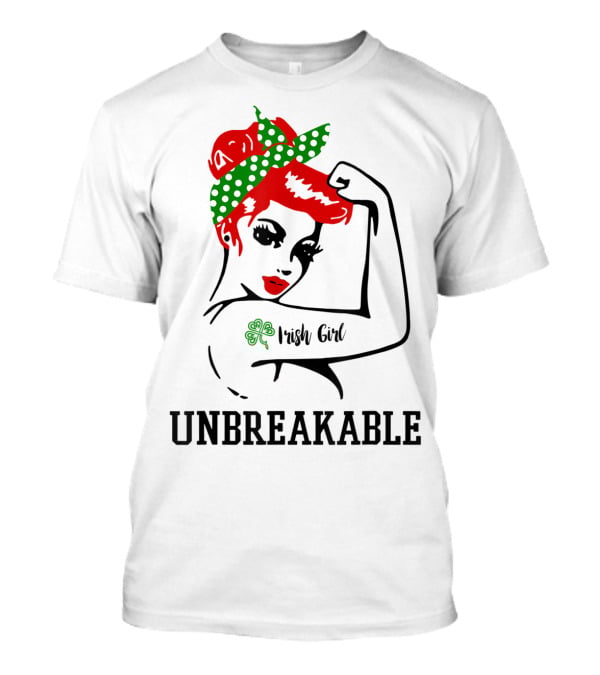 Irish Girl Unbreakable Shamrock Tattoo Rosie Riveter T-Shirt