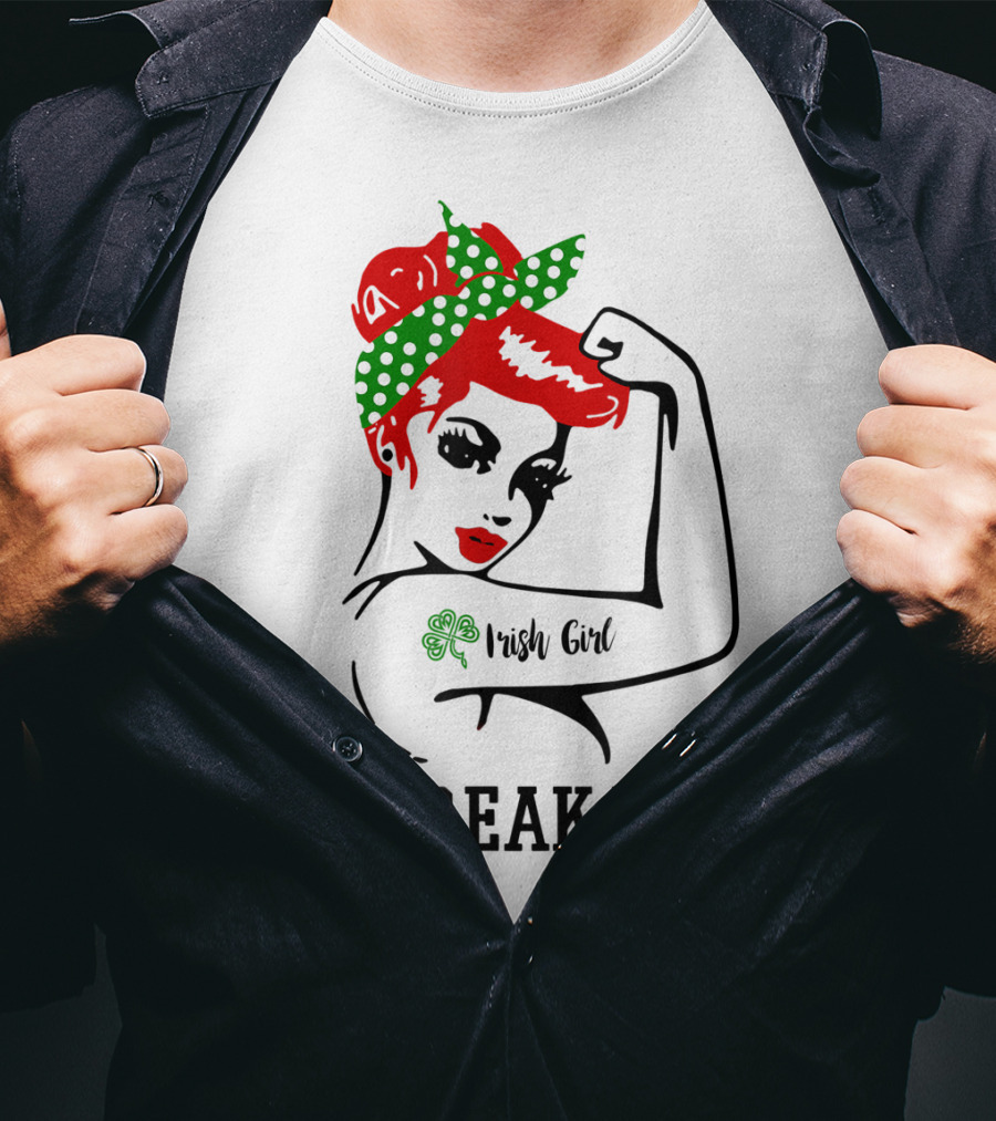 Irish Girl Unbreakable Shamrock Tattoo Rosie Riveter T-Shirt