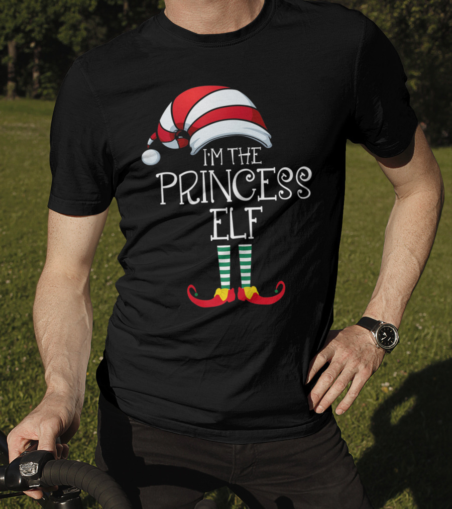 I'm The Princess Elf Striped Hat And Shoes Christmas Humor T-Shirt