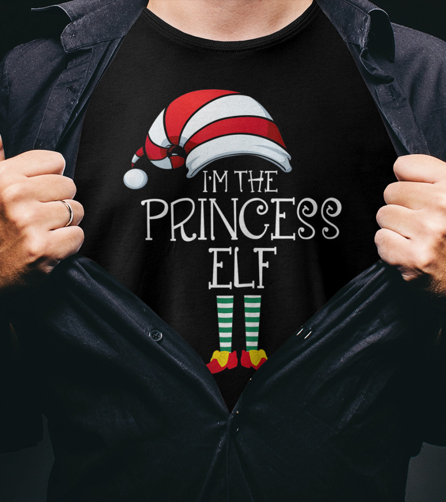 I'm The Princess Elf Striped Hat And Shoes Christmas Humor T-Shirt