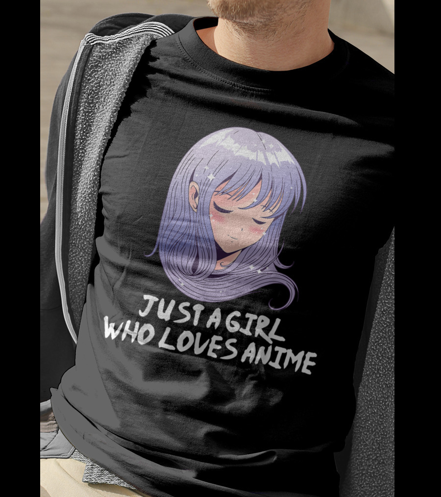 Just A Girl Who Loves Anime Japanese Anime Purple Hair Character T-Shirt
