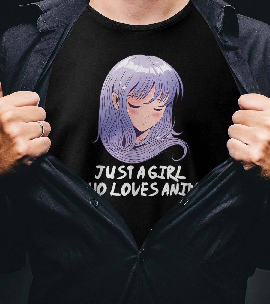 Just A Girl Who Loves Anime Japanese Anime Purple Hair Character T-Shirt