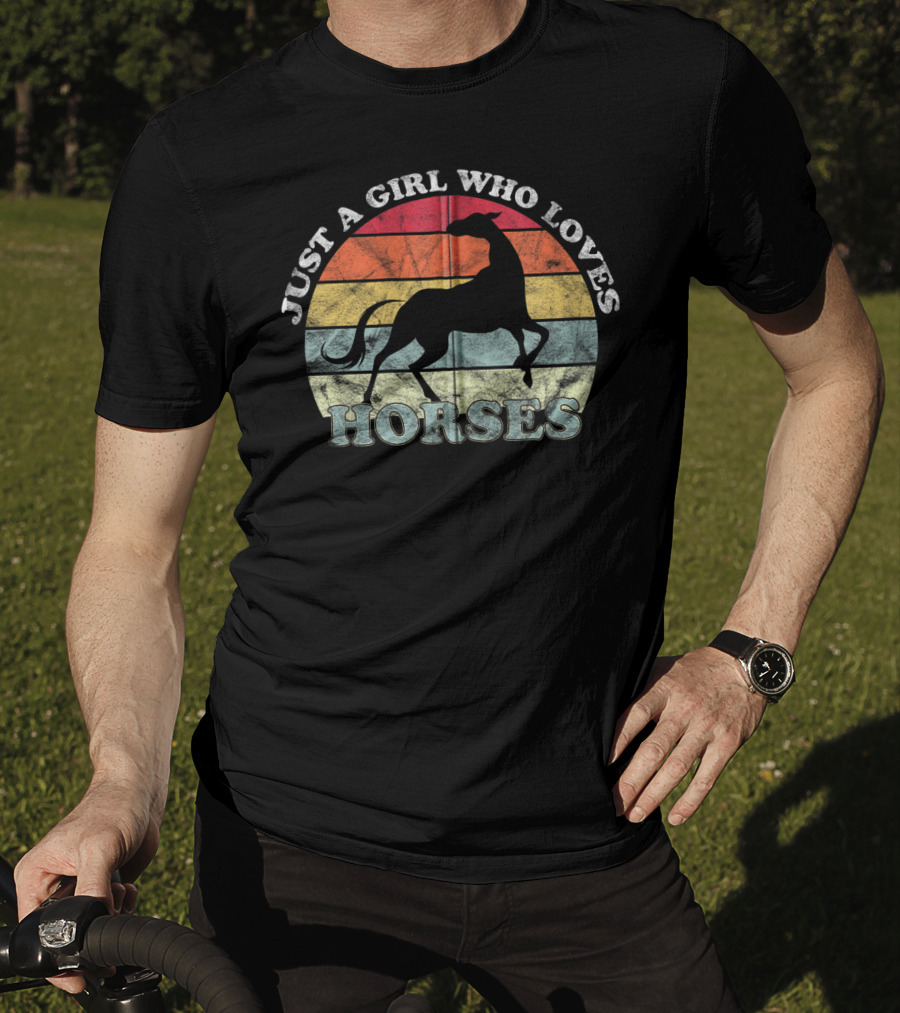 Just A Girl Who Loves Horses Retro Silhouette Rider T-Shirt