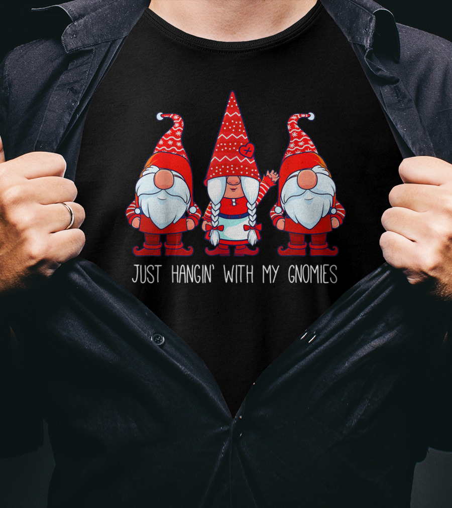 Just Hangin' With My Gnomies Red And White Trio T-Shirt