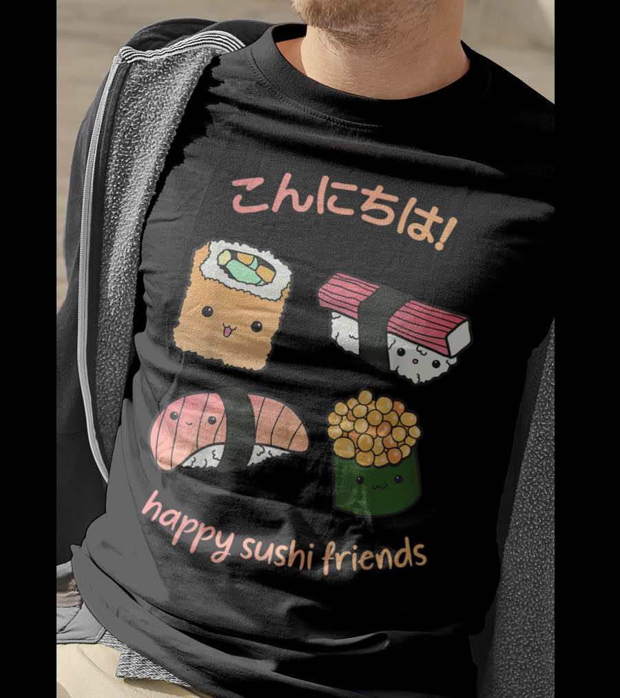Kawaii Japanese Sushi Happy Sushi Friends T-Shirt