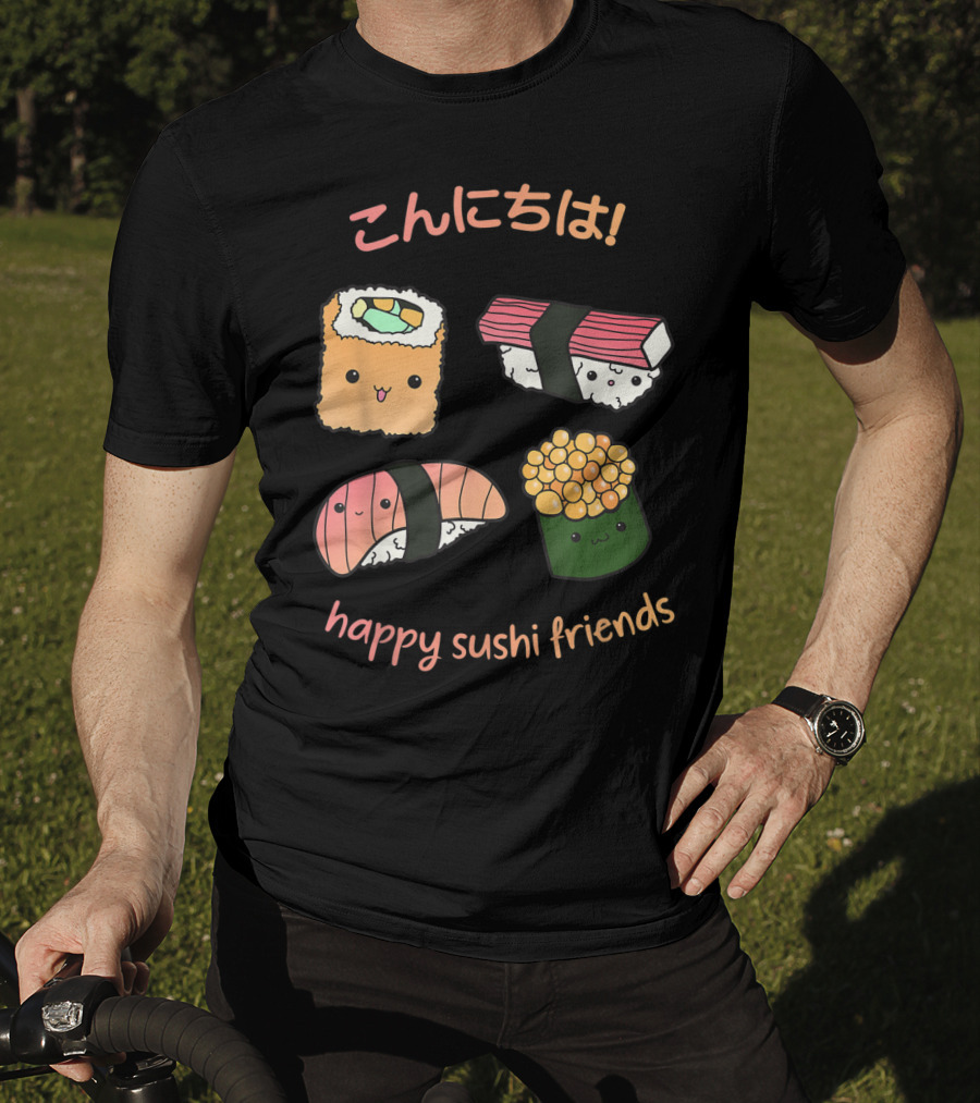 Kawaii Japanese Sushi Happy Sushi Friends T-Shirt