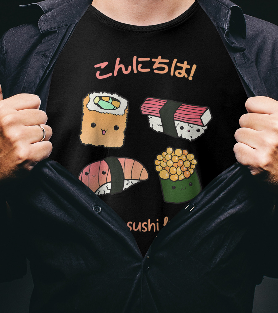Kawaii Japanese Sushi Happy Sushi Friends T-Shirt