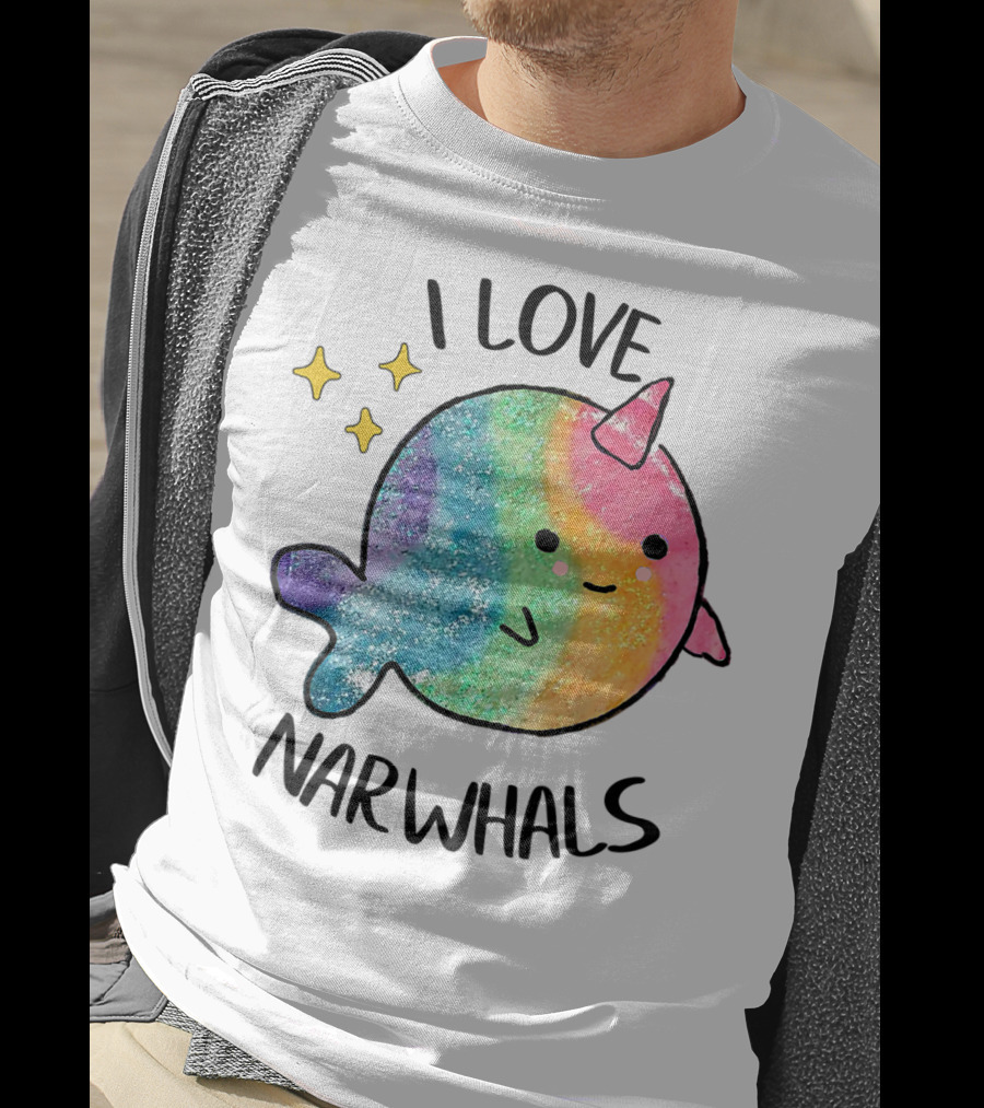 I Love Narwhals Rainbow Whale Kids T-Shirt