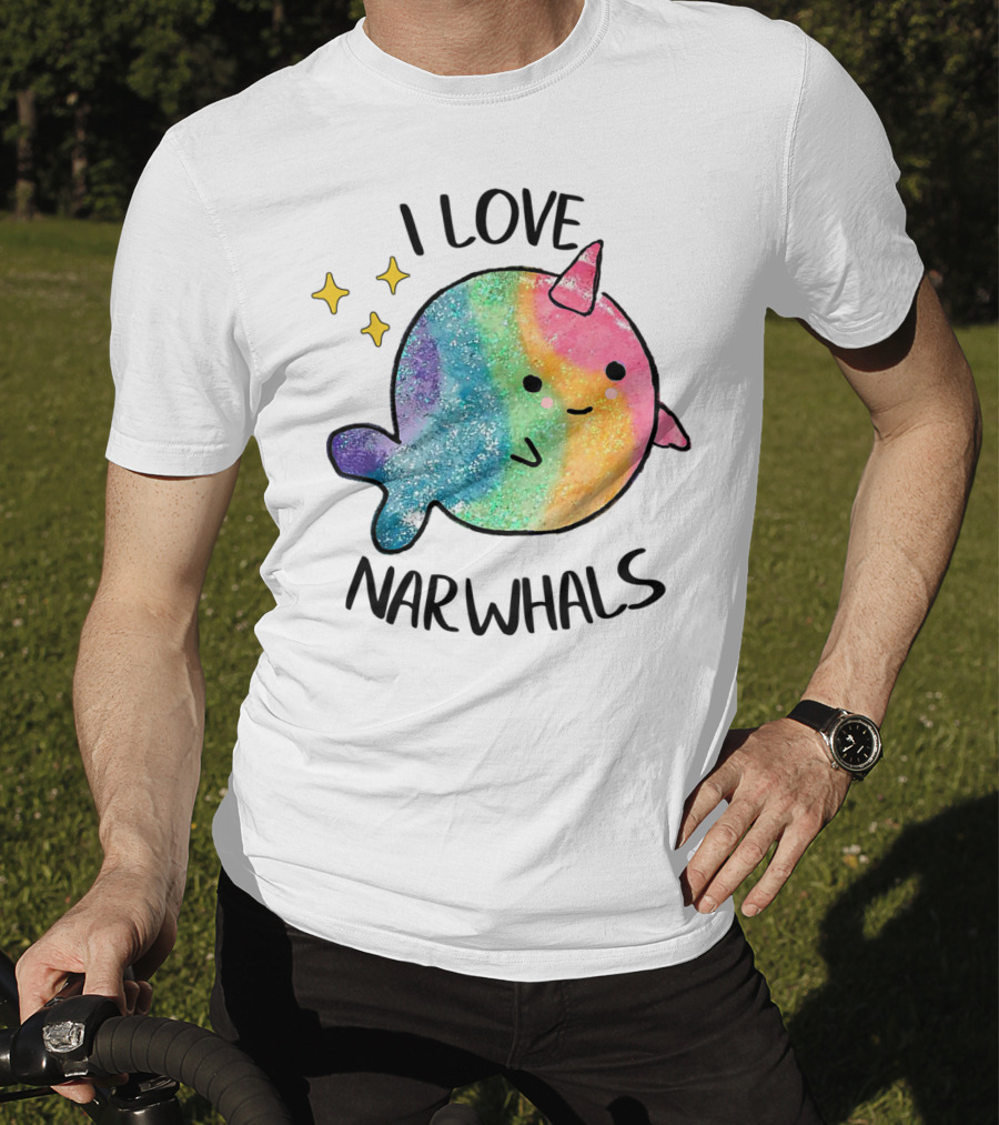 I Love Narwhals Rainbow Whale Kids T-Shirt