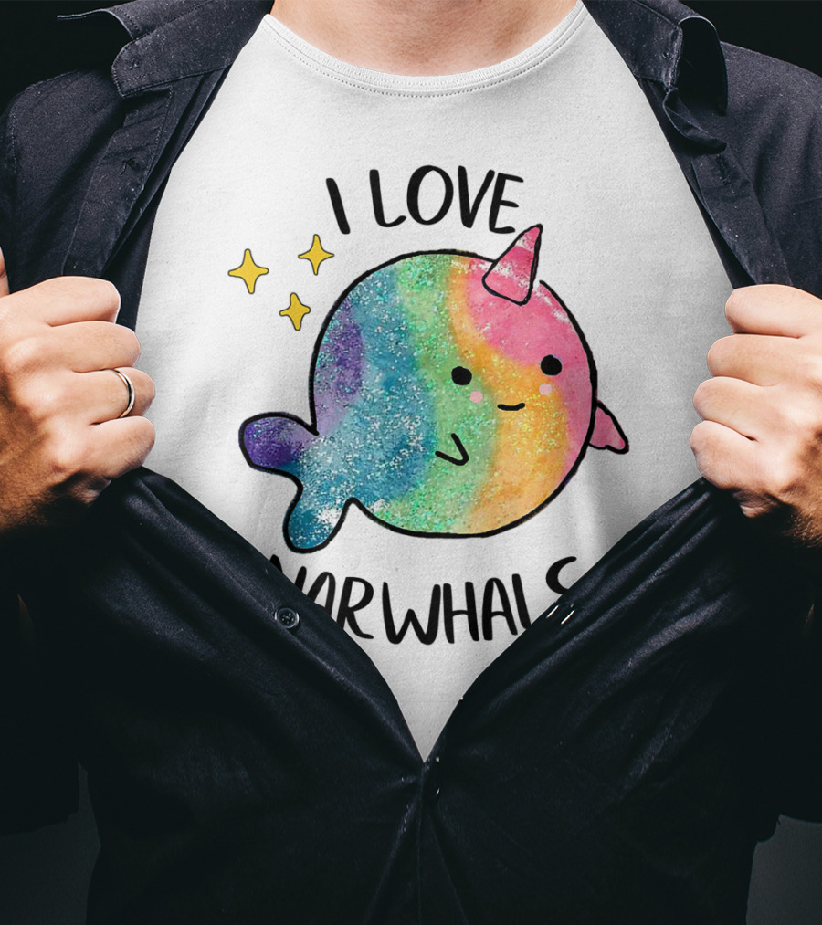 I Love Narwhals Rainbow Whale Kids T-Shirt