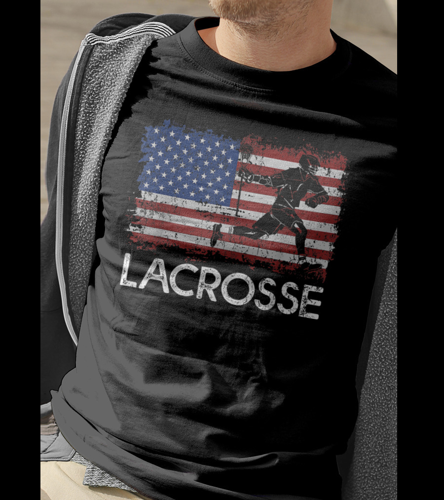 Lacrosse American Flag Fourth Of July Stars And Stripes Player T-Shirt