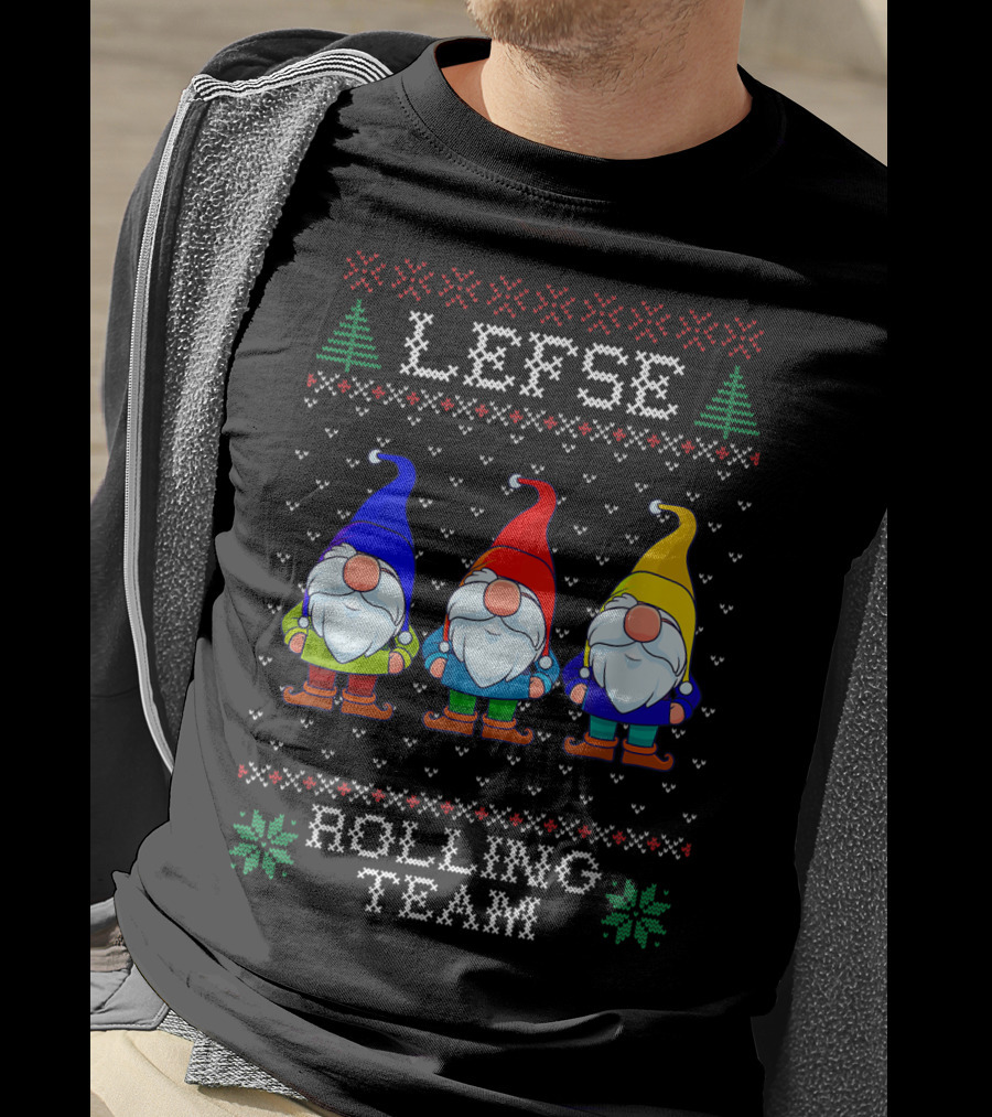 Lefse Rolling Team Christmas Baking Tomte Gnomes Holiday T-Shirt