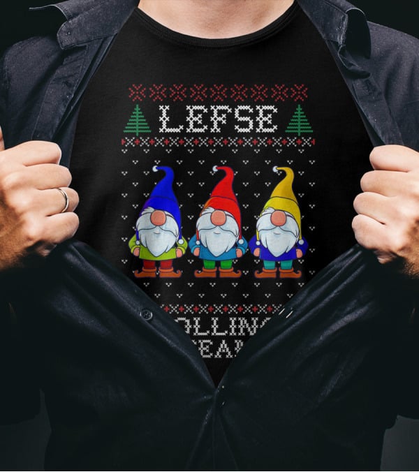 Lefse Rolling Team Christmas Baking Tomte Gnomes Holiday T-Shirt