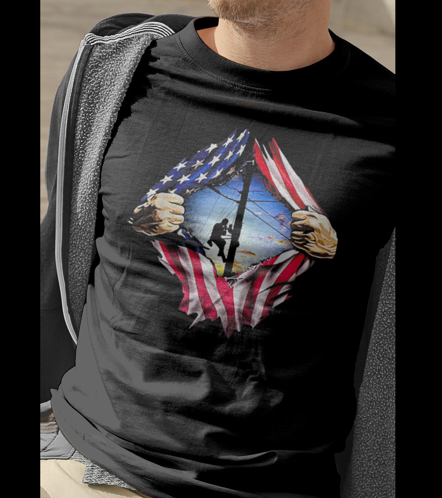 American Flag Lineman USA Patriotic Power Worker T-Shirt