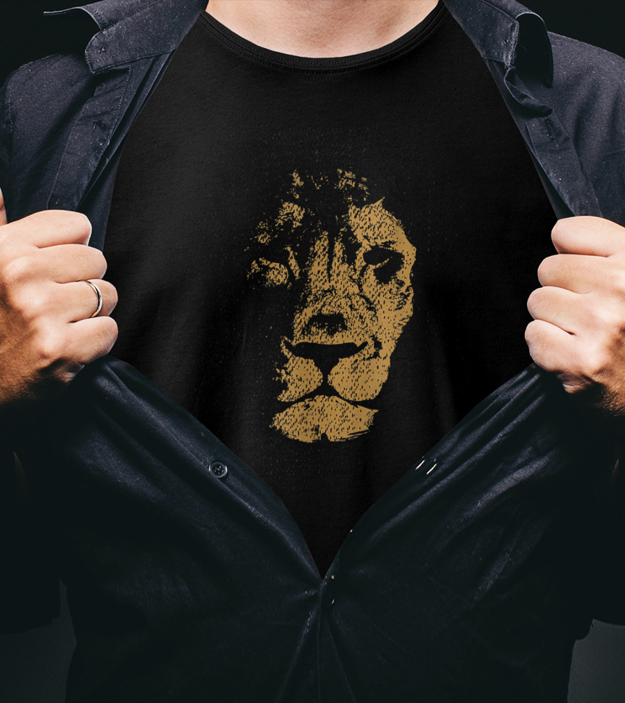 Lion Head Hand Drawn Textured T-Shirt