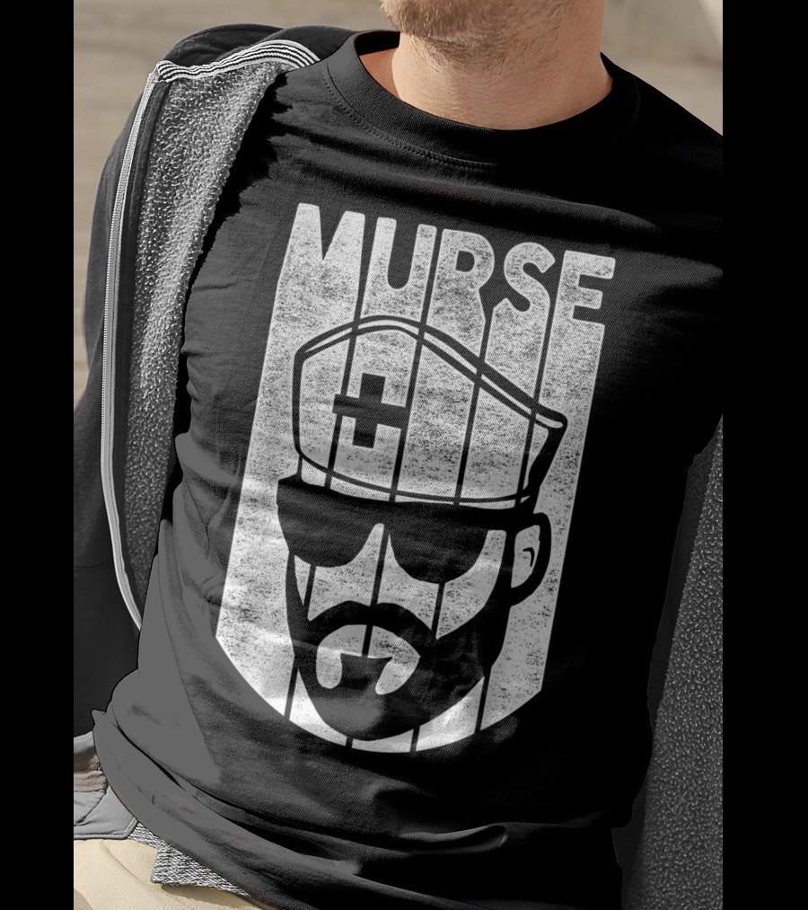 Mens Murse Funny Beard Nurse Male Nurse T-Shirt