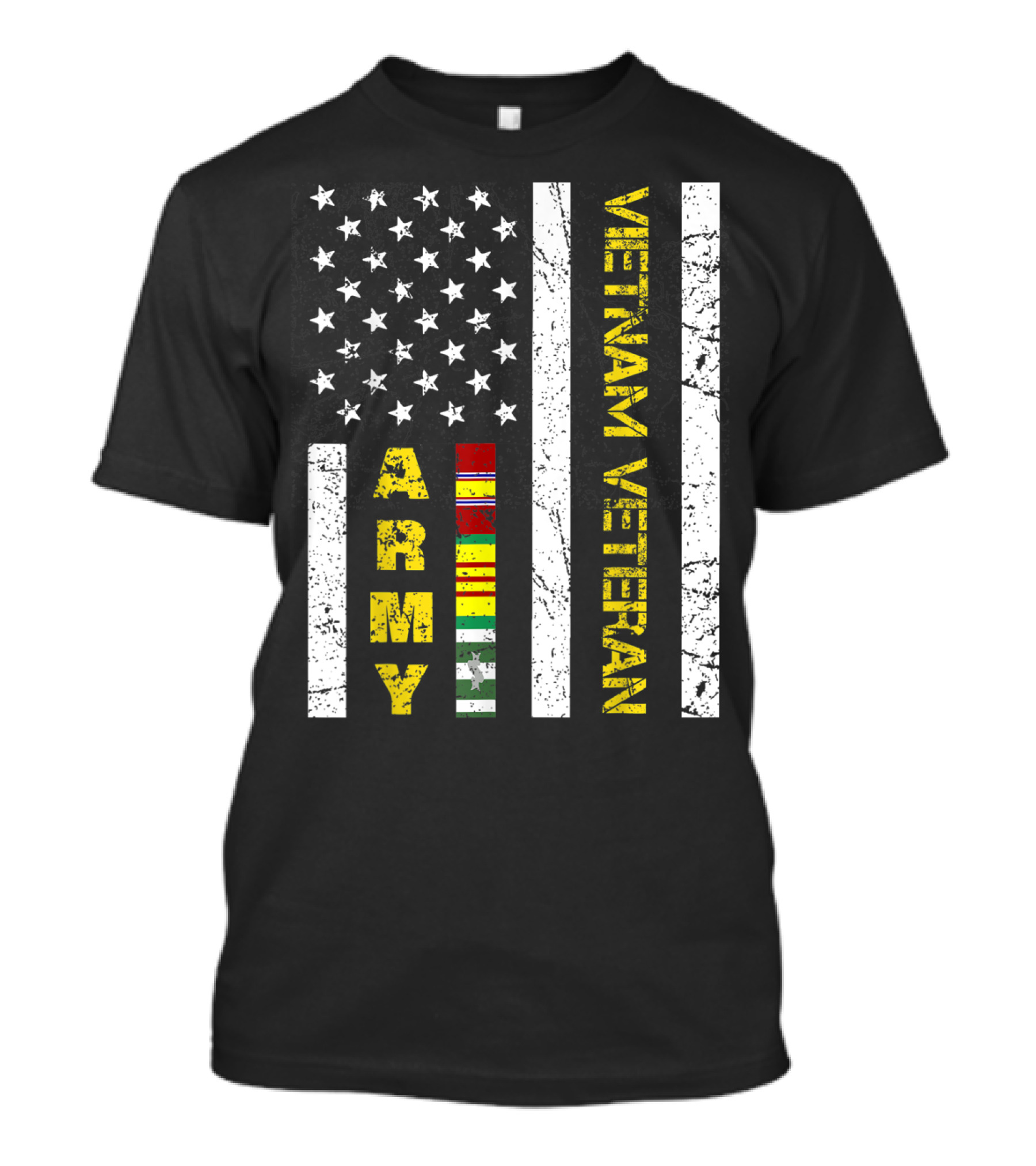 Mens Vietnam Veteran US Army Flag With Service T-Shirt