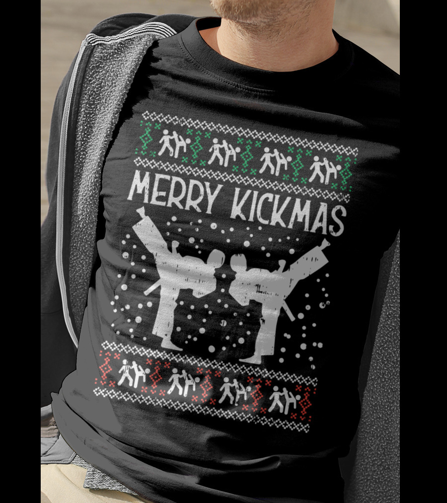 Merry Kickmas Ugly Christmas Karate Jiu Jitsu Martial Arts T-Shirt