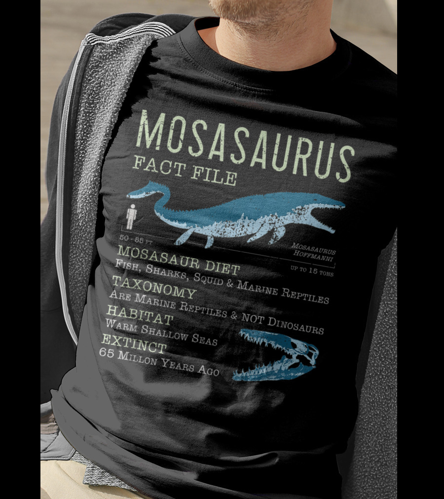 Mosasaurus Fact File Marine Reptiles Jurassic Mosasaur Diet And Habitat T-Shirt
