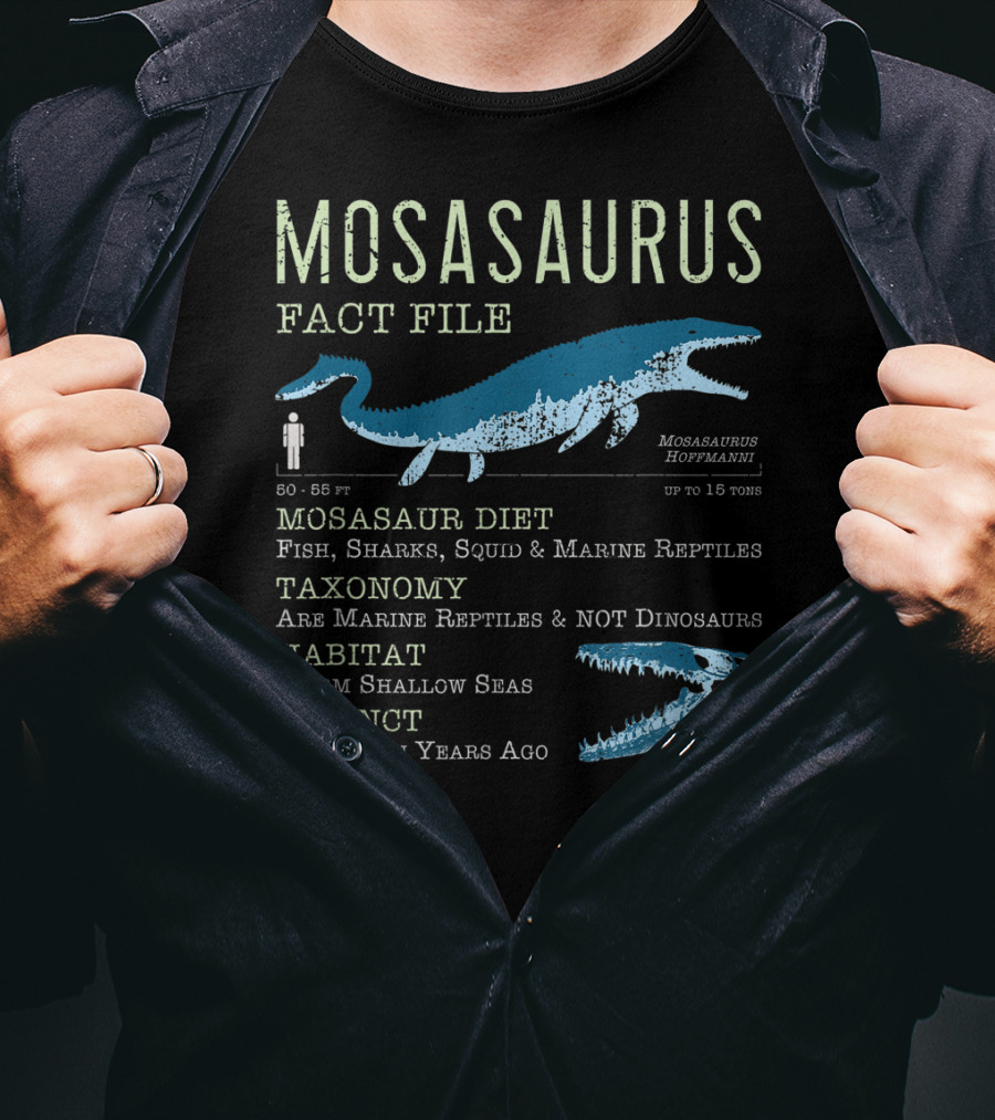 Mosasaurus Fact File Marine Reptiles Jurassic Mosasaur Diet And Habitat T-Shirt
