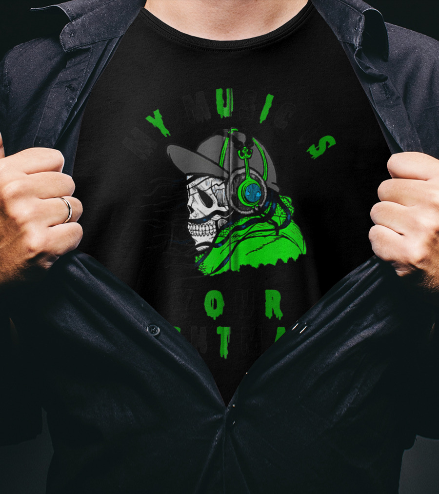 My Music Is Your Nightmare Skull DJ With Cap Headphones T-Shirt