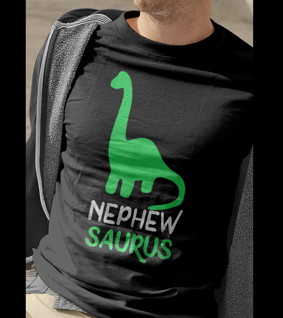 Nephewsaurus Funny Dinosaur Nephew Saurus Iconic Green Dinosaur T-Shirt