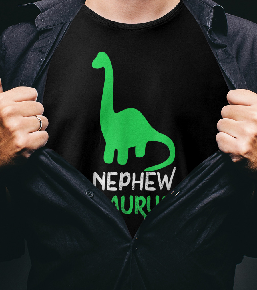 Nephewsaurus Funny Dinosaur Nephew Saurus Iconic Green Dinosaur T-Shirt
