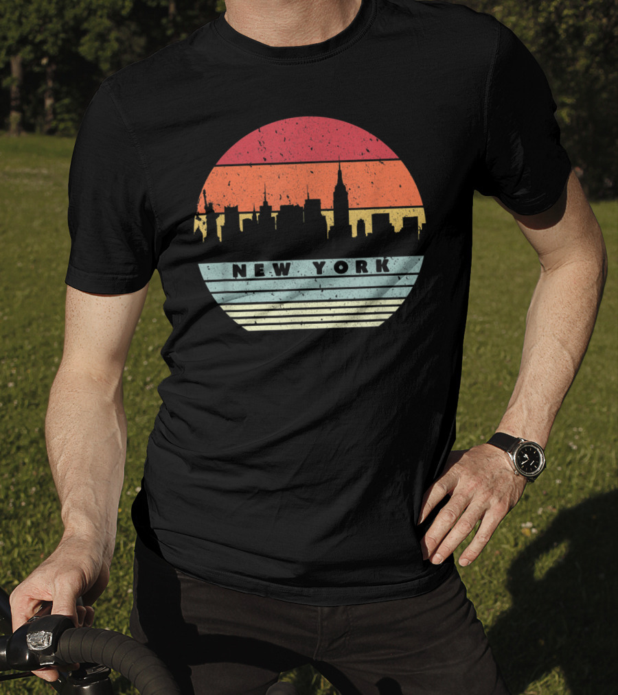 New York Retro Skyline Souvenir Style USA T-Shirt
