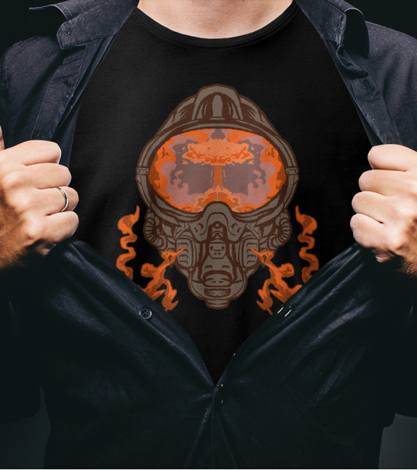 Nuke Atom Bomb Fallout Hydrogen Bomb Abomb Gas Mask Nuclear Explosion Reflection T-Shirt