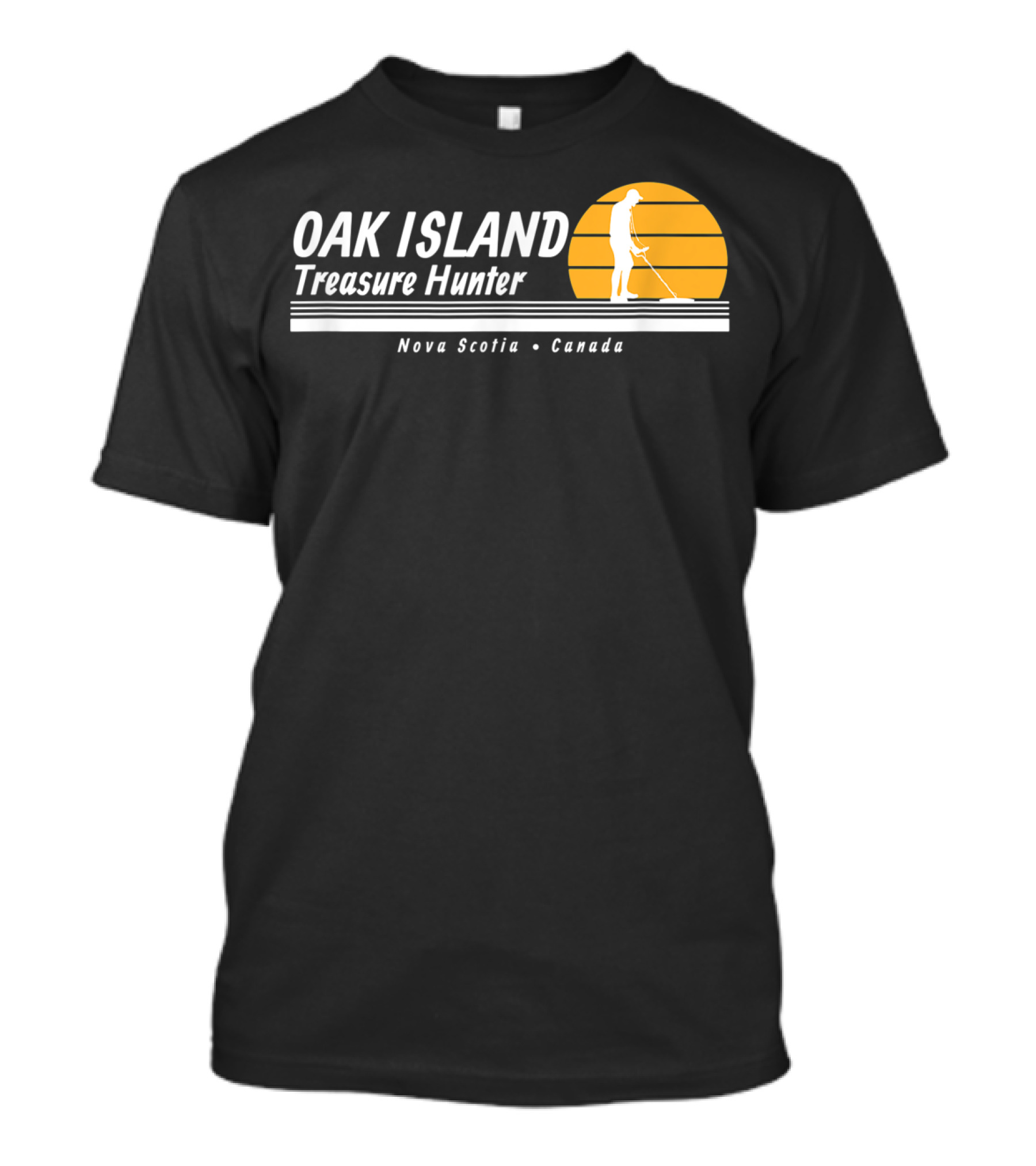Oak Island Treasure Hunter Nova Scotia Canada Metal Detector Sunset T-Shirt