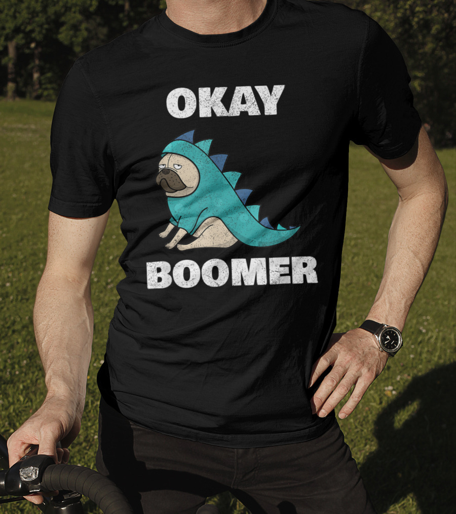 Okay Boomer Funny Dinosaur Pug T-Shirt