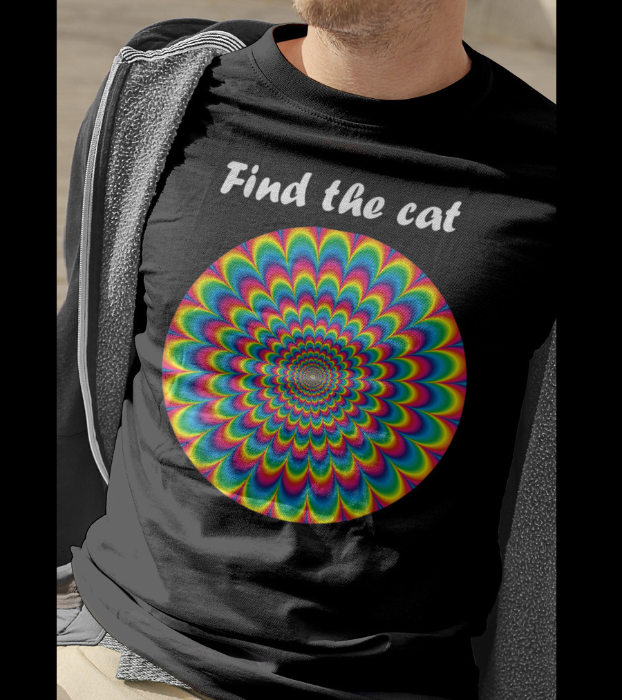Find The Cat Optical Illusion Spiral T-Shirt