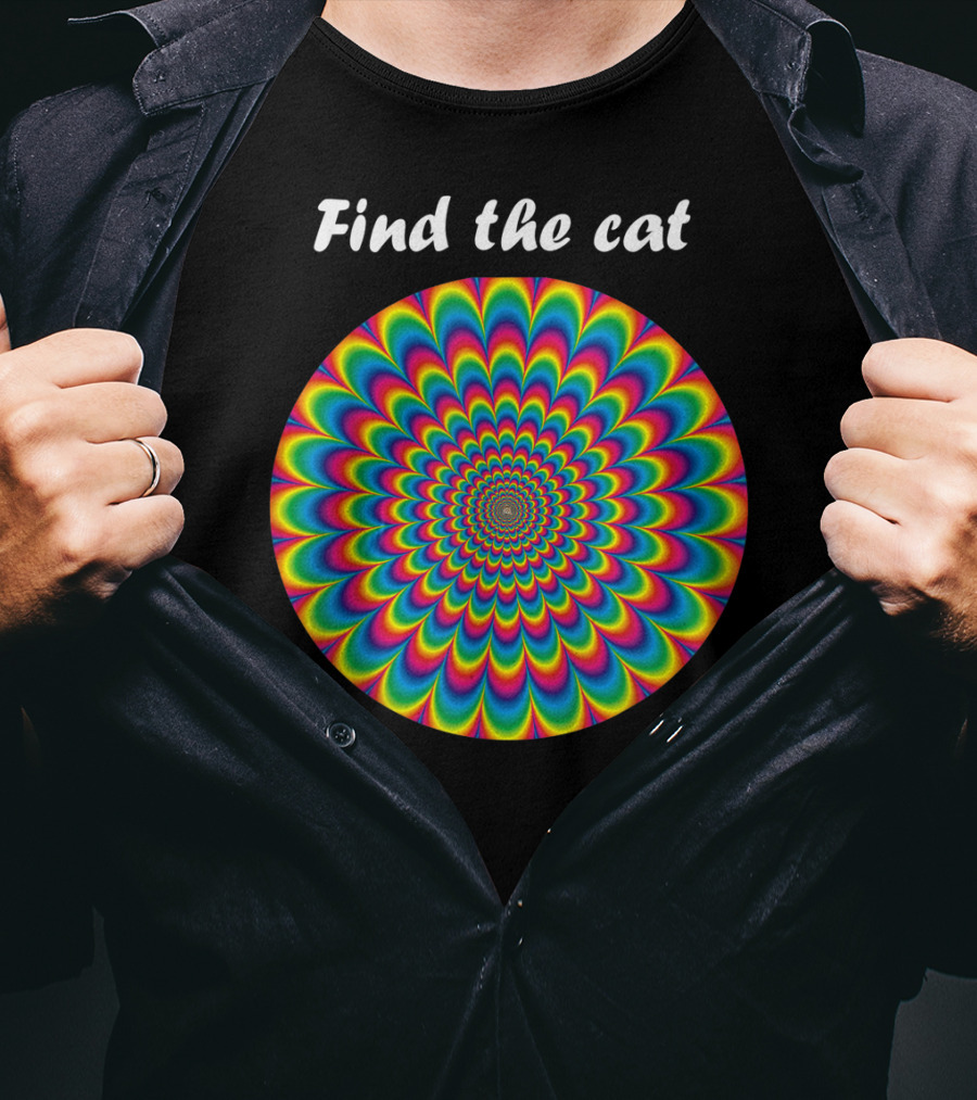 Find The Cat Optical Illusion Spiral T-Shirt