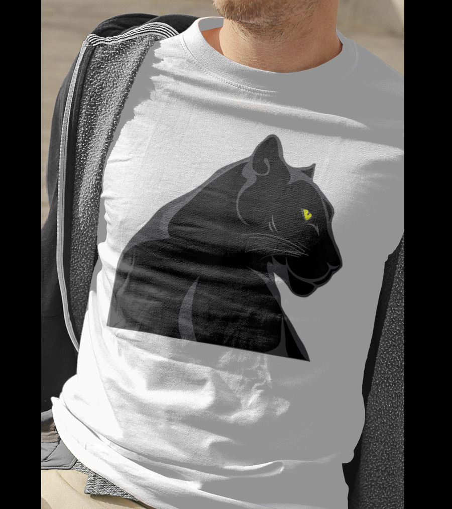 Panthera Cat Leopard Melanistic Black Panther Yellow Eyes T-Shirt