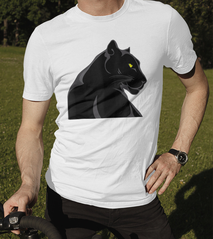 Panthera Cat Leopard Melanistic Black Panther Yellow Eyes T-Shirt