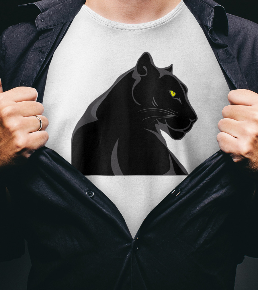 Panthera Cat Leopard Melanistic Black Panther Yellow Eyes T-Shirt