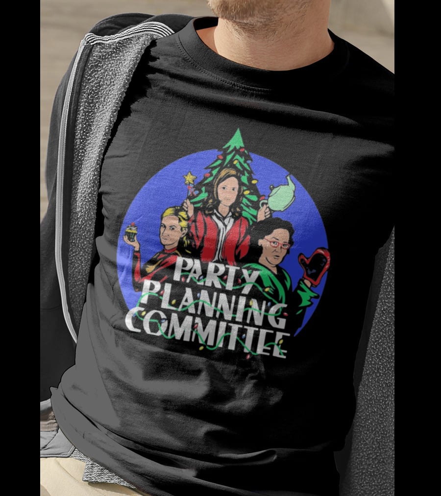 Party Planning Committee Christmas Fun With Tree Background T-Shirt