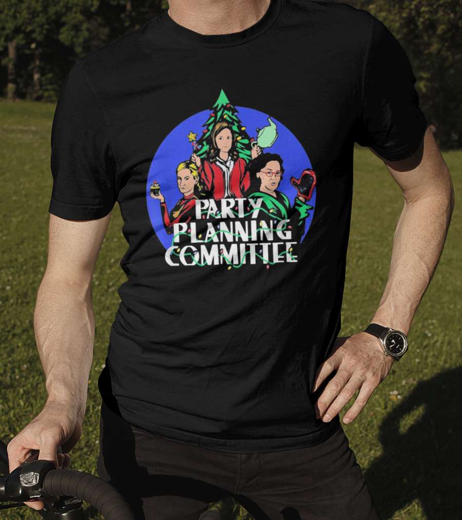 Party Planning Committee Christmas Fun With Tree Background T-Shirt
