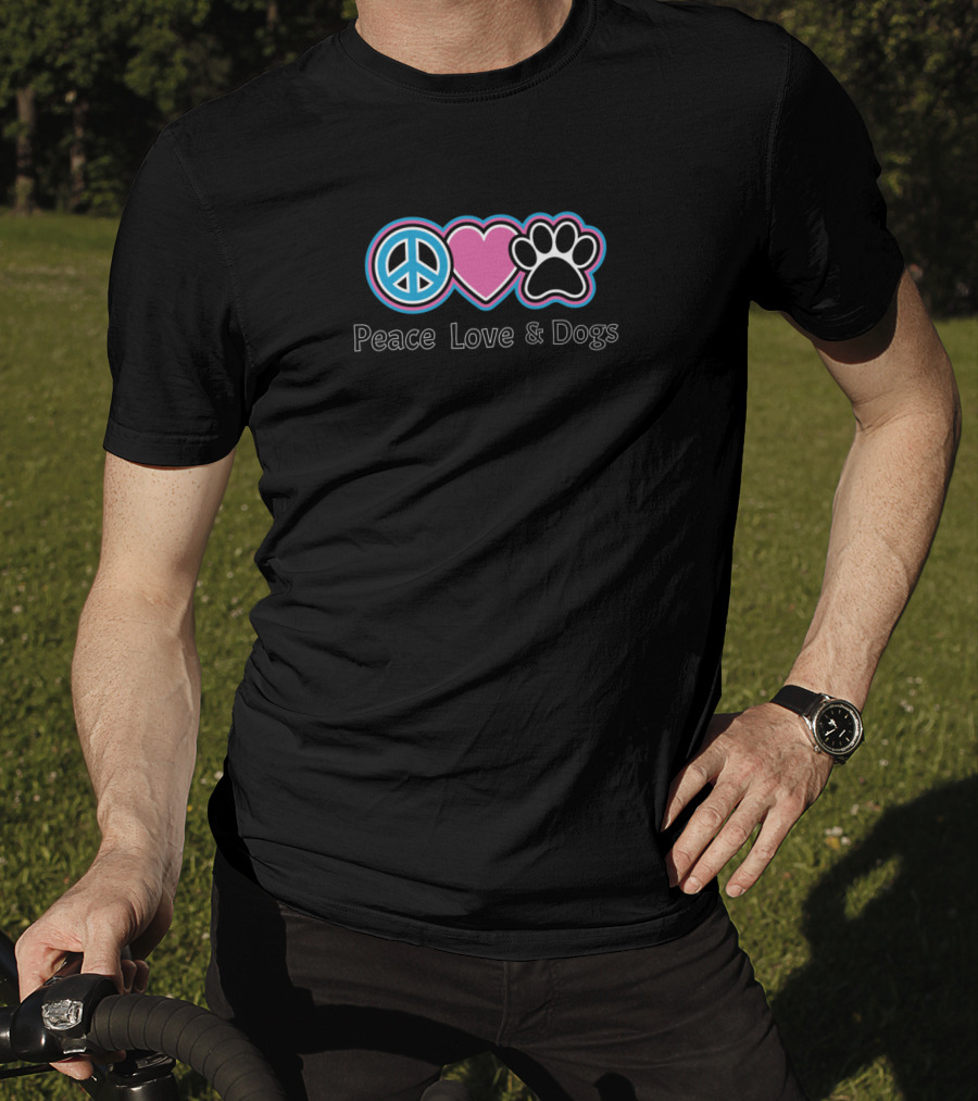 Peace Love And Dogs Peace Sign Heart Paw T-Shirt
