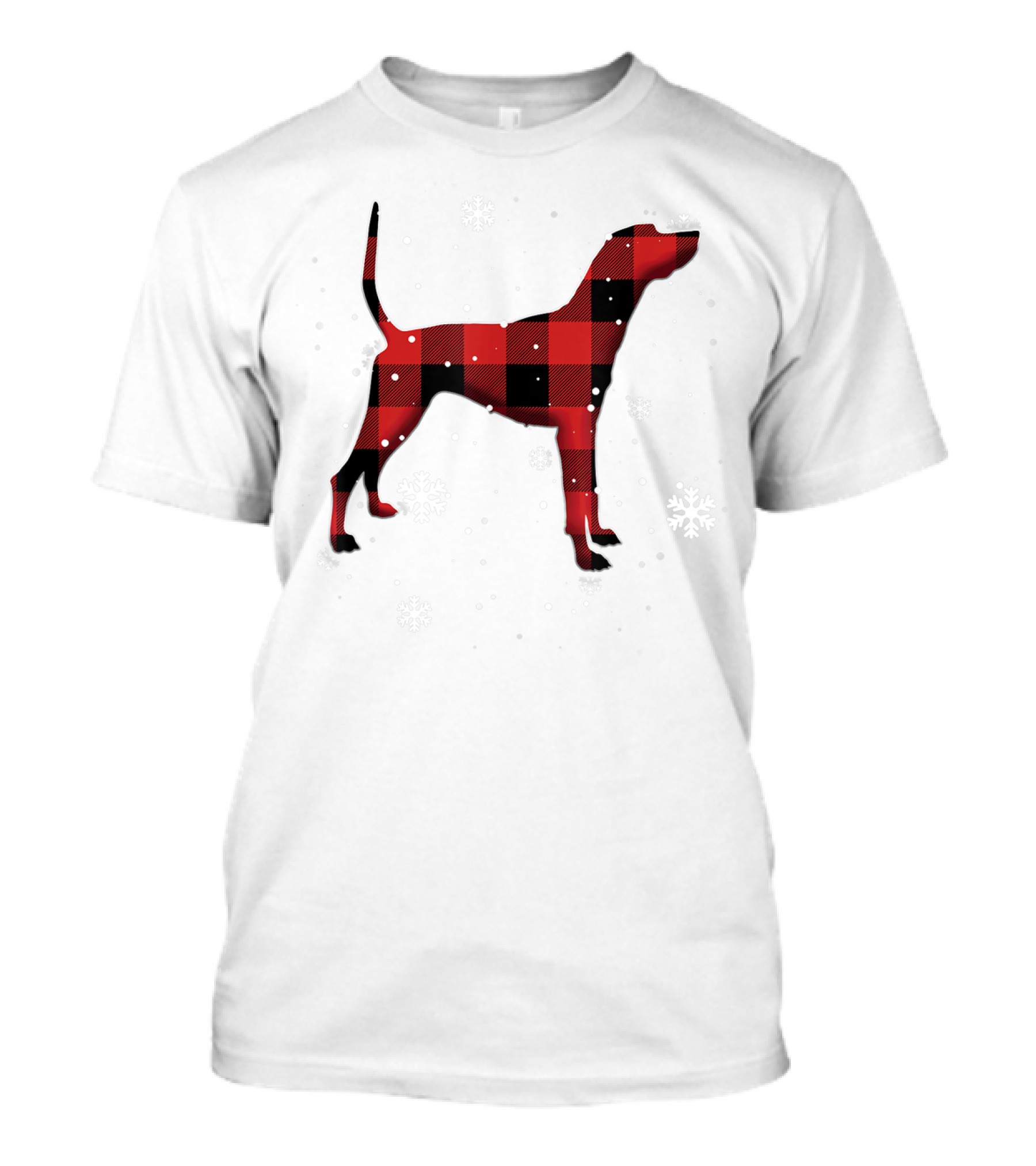 Plott Hound Dog Plaid Snowflakes T-Shirt