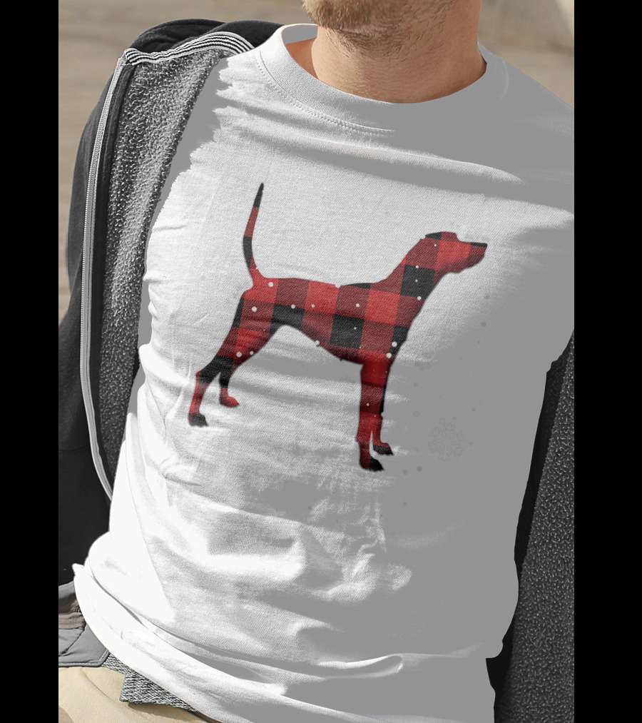Plott Hound Dog Plaid Snowflakes T-Shirt