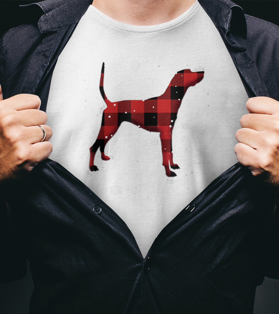 Plott Hound Dog Plaid Snowflakes T-Shirt