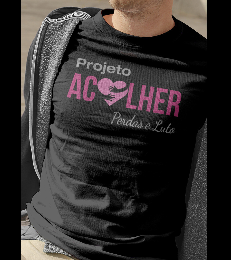 Projeto Acolher Coração Perdas E Luto Abraço T-Shirt