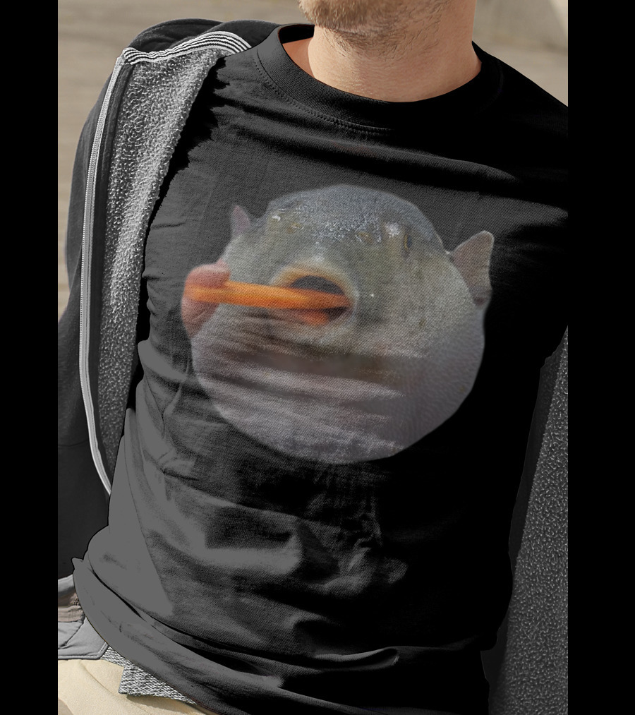 Pufferfish Eating A Carrot Funny Blowfish Dank Meme T-Shirt