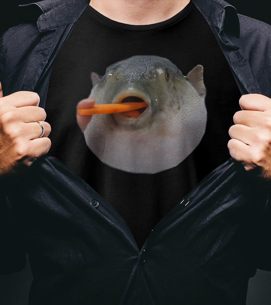 Pufferfish Eating A Carrot Funny Blowfish Dank Meme T-Shirt