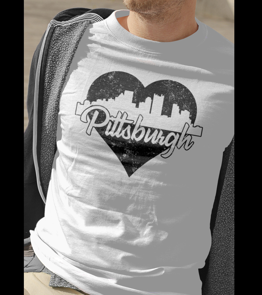 Retro Pittsburgh Skyline Heart T-Shirt