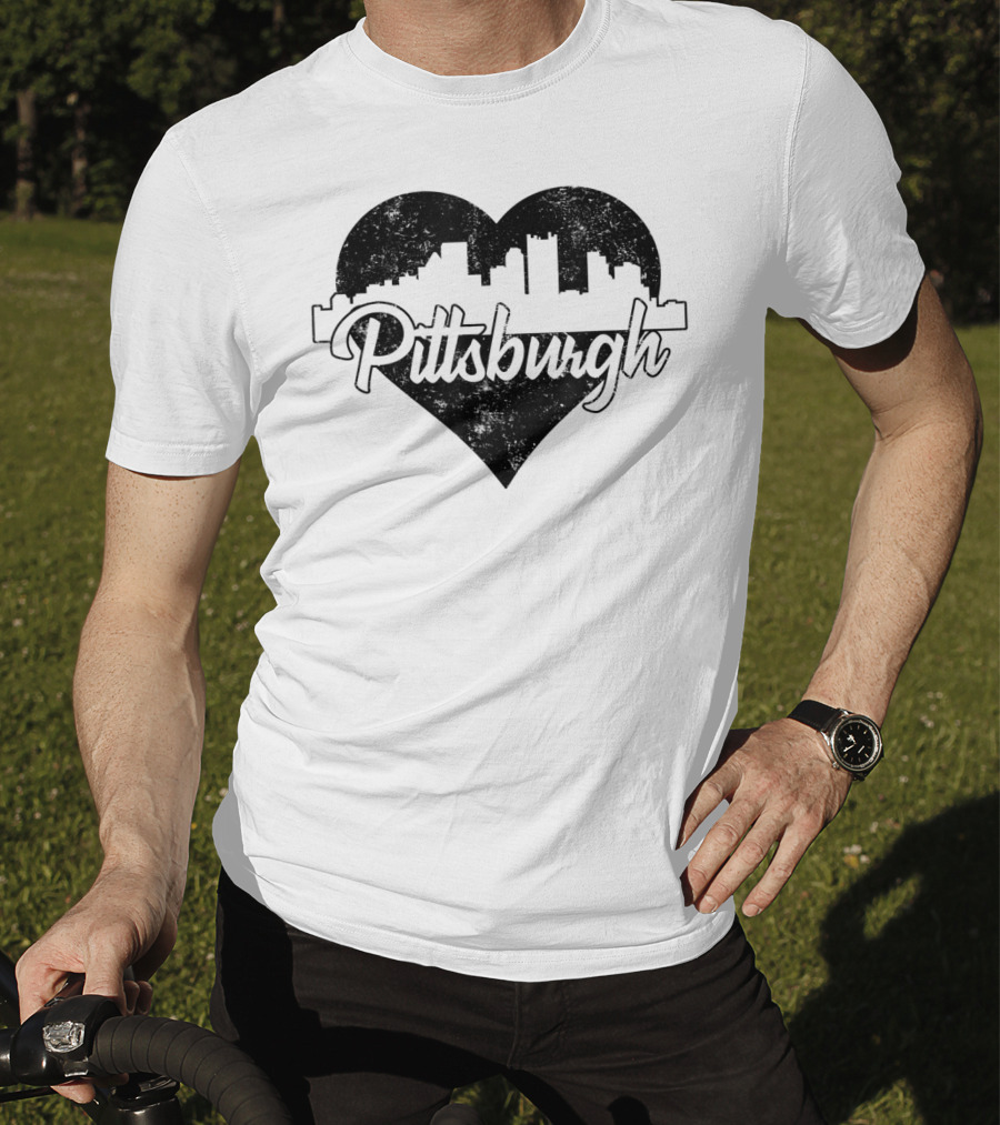 Retro Pittsburgh Skyline Heart T-Shirt