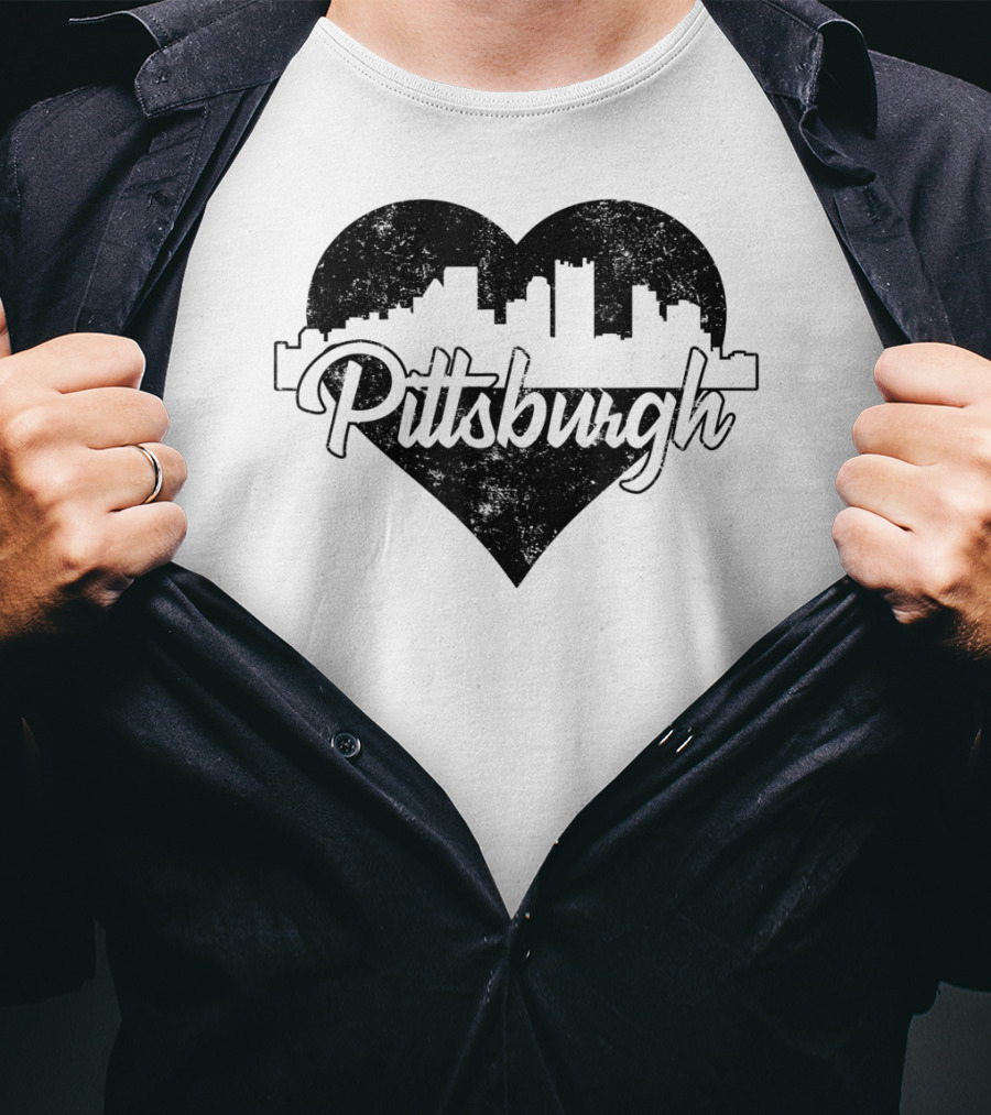 Retro Pittsburgh Skyline Heart T-Shirt